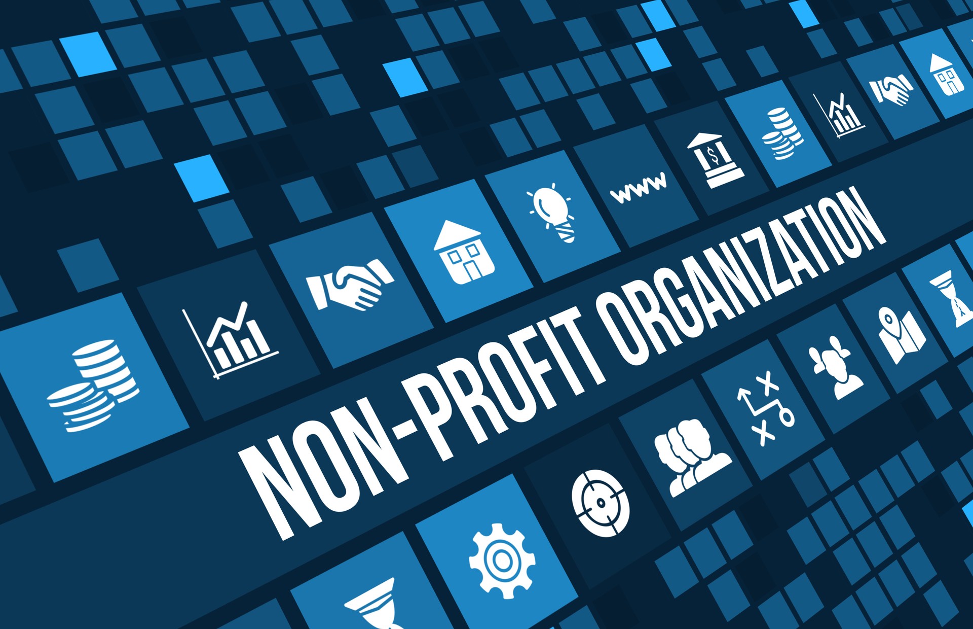 Non-profit organization  concept image with business icons and copyspace.